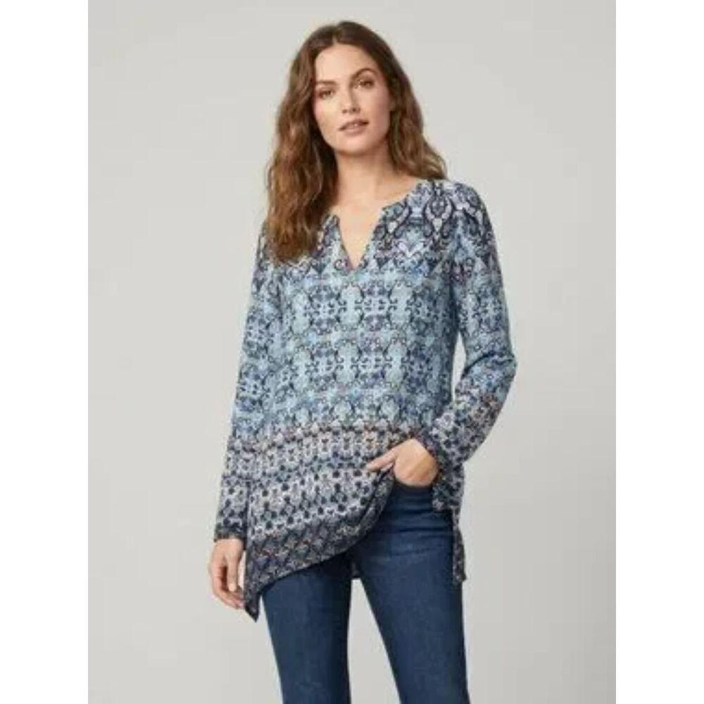 J. Jill | Bohemian Tunic Top Large Petite Peasant Coastal Hippie Vacation Travel